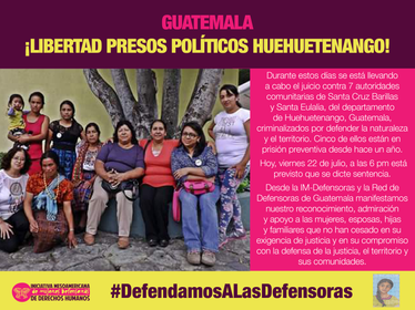 mujeres presos políticos guatemala